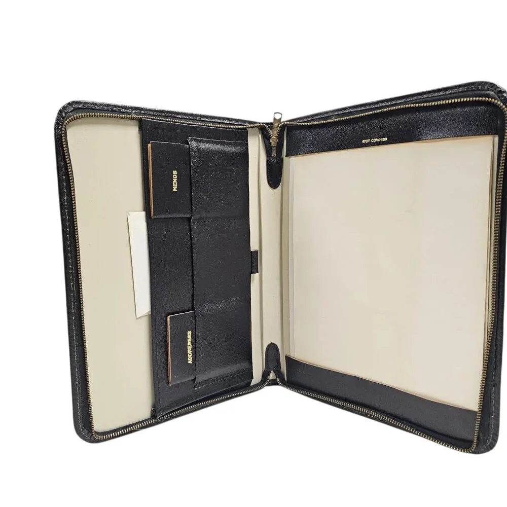 60S - 70S A.M.T. monogrammed black Split Cowhide Portfolio Folder